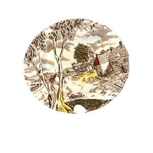 W.H. Grindley Vintage Sunday Morning Village Small Ceramic Dessert Plate Chipped